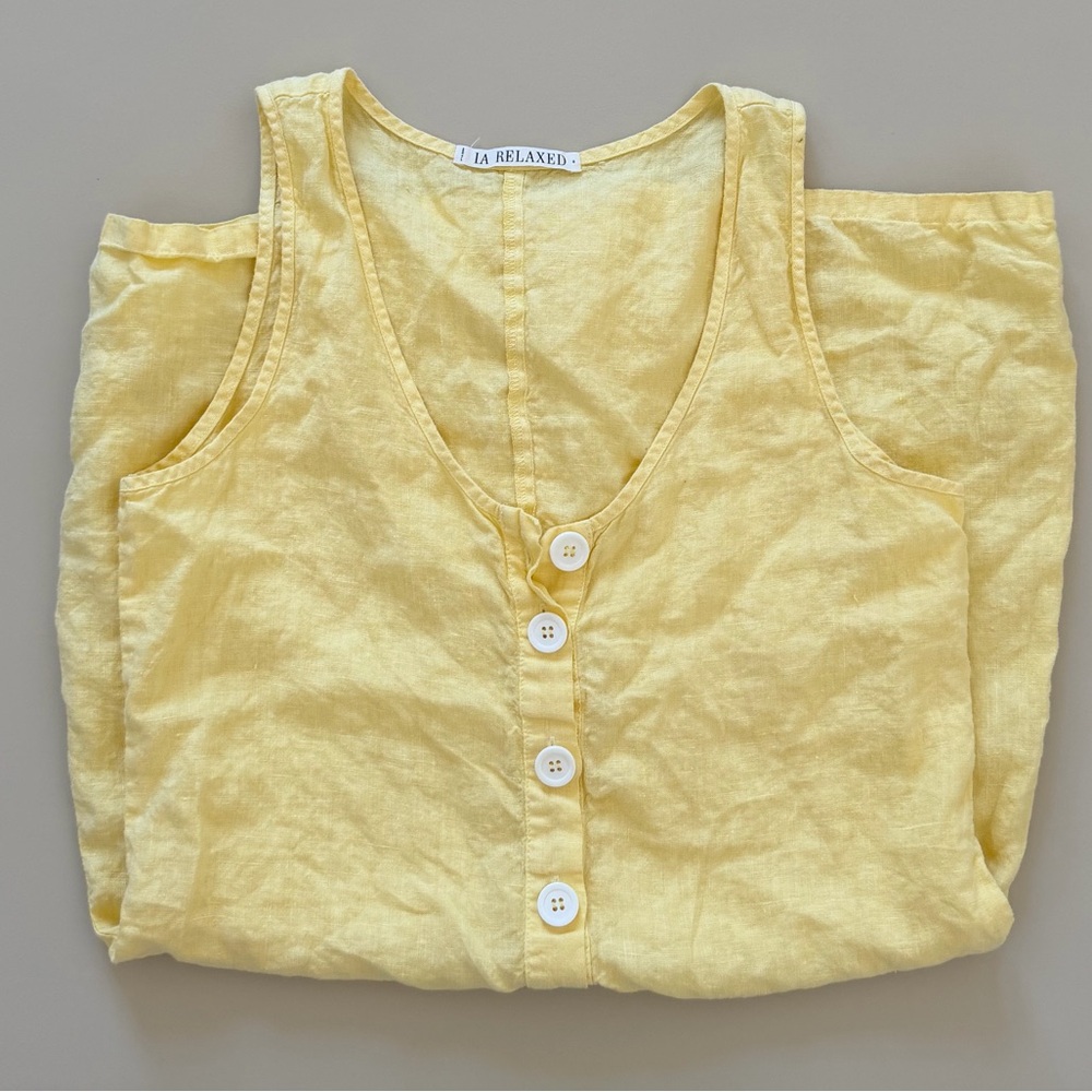 LA Relaxed Yellow Button-Down Midi Dress